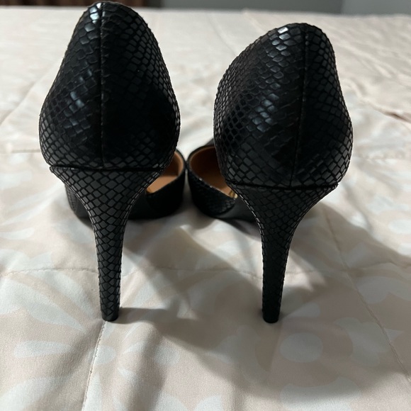 Faux Snakeskin Black Heels - Picture 3 of 7